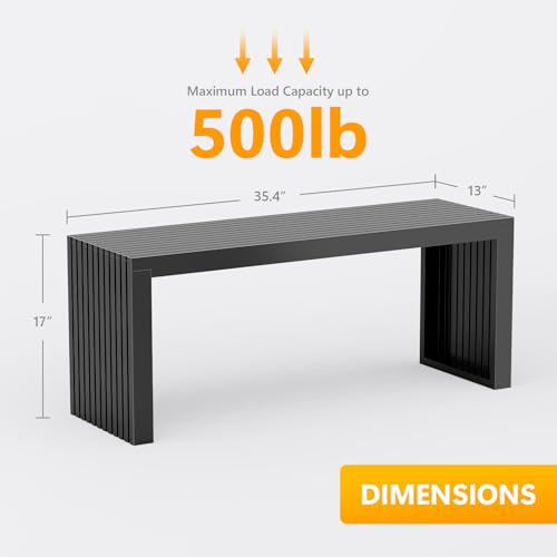35-Inch Bamboo Dining Bench, Modern Slatted Entryway Bench for Indoor Outdoor