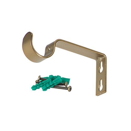 Fixed Curtain Rod Brackets for 1 to 1-1/8 Inch Rods - Warm Gold, Set of 2