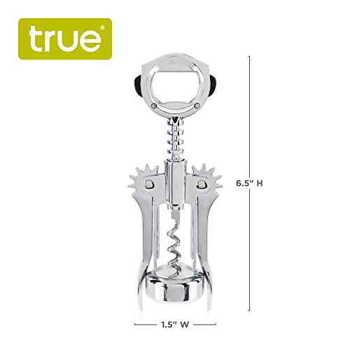 True Winged Corkscrew Wine Opener - Heavy Duty Stainless Steel & Chrome Finish