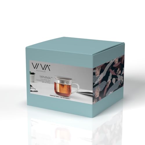 VIVA Minima Eva Glass Tea Cup with Infuser & Lid - Wool Grey, 14 oz