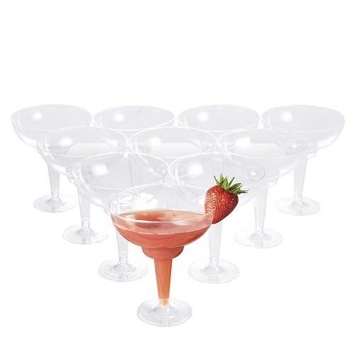 MATANA 10 Pack Transparent Plastic Margarita Glasses 360ml - Reusable & Shatterproof