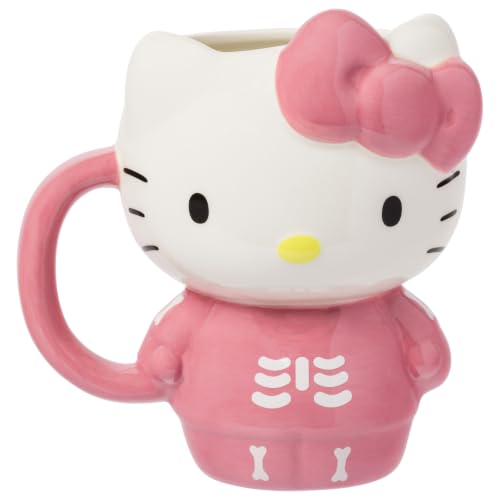 Hello Kitty Halloween Skeleton Mug 20oz - 3D Sculpted Ceramic Cup, Official Sanrio