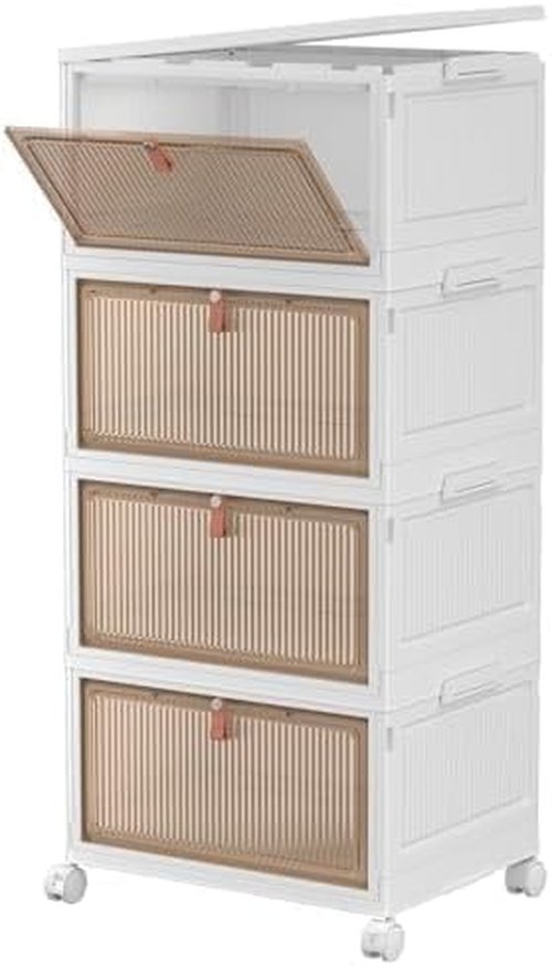CTSNSLH 4-Tier Plastic Storage Bins with Lids - 27.5Qt Stackable Containers for Home Organization