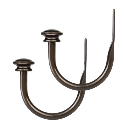 Wall-Mounted Bronze Curtain Holdbacks - Decorative Metal Drape Hooks (2 Pack)