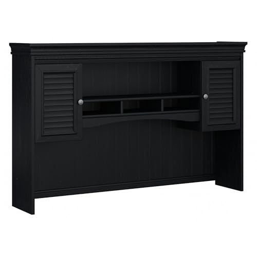 Bush Fairview 60W L Shaped Desk Hutch with Shelves & Cabinets - Antique Black