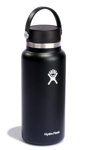 Insulated Stainless Steel Water Bottle Wide Mouth 32 Oz Black