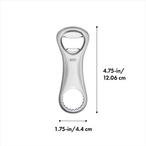 OXO Die-Cast Double-Sided Bottle Opener for Pop-Off & Twist-Top Bottles