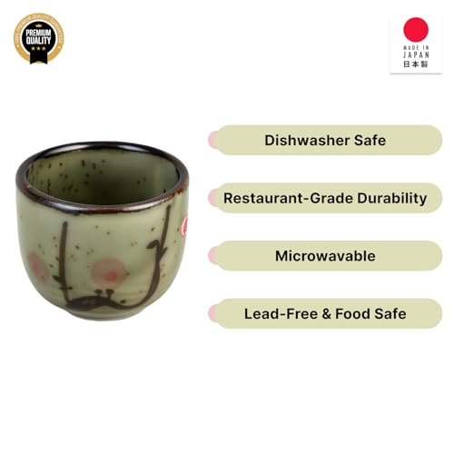 Japanese Porcelain Sake Cups Set of 2 – 1.5 oz Microwave & Dishwasher Safe Traditional Japan Made