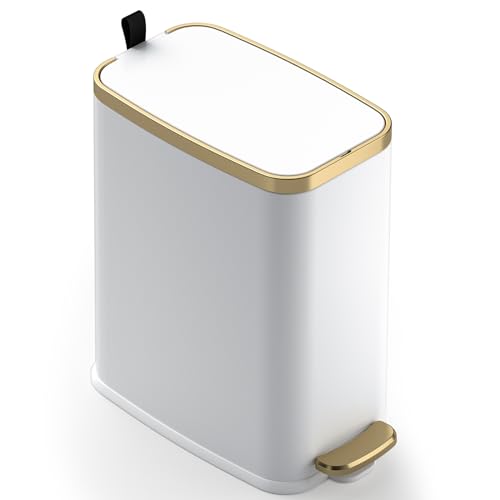 Slim Stainless Steel Bathroom Trash Can with Soft Close Lid - 5L / 1.3 Gal