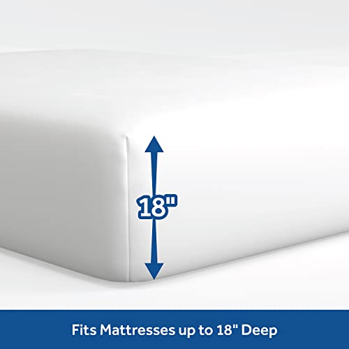 300 Thread Count Cotton Blend Bed Sheet Set with Anchor Bands - Twin, White