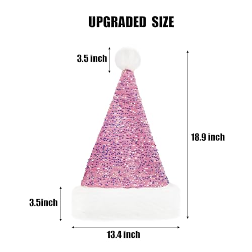 Purple Sequin Santa Hat for Adults - Velvet Christmas Party Hat, One Size