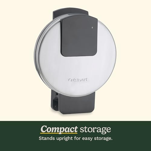 Round Classic Waffle Maker with 5 Browning Settings, 1250W Stainless Steel