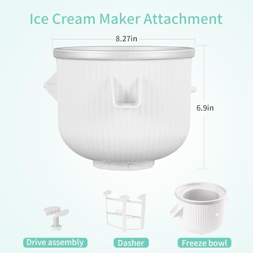 2-Quart Ice Cream Maker Attachment for Tilt-Head Stand Mixers