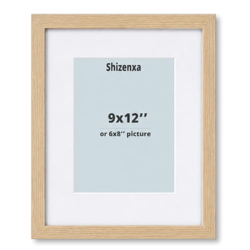 Shizenxa Natural 9x12in Picture Frame with Mat for 6x8 Photos - Pack of 1