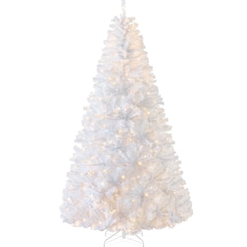 6ft Pre-Lit White Artificial Christmas Tree with Warm White Lights & Stand