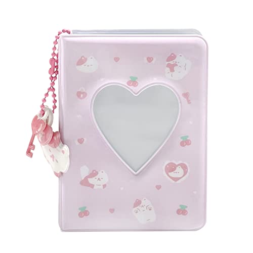 3-Inch Mini Heart Hollow Photo Card Binder, 40-Pocket Collectible Album