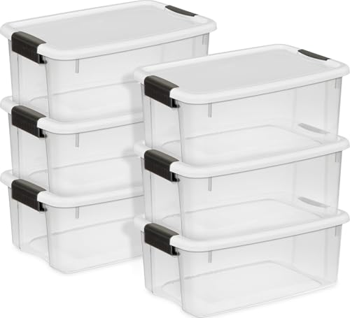 18 Quart Plastic Storage Box with Lids 6-Pack Stackable Containers