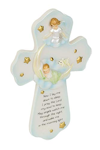 Guardian Angel Baby Cross with Prayer for Nursery Wall Decor, 7-Inch