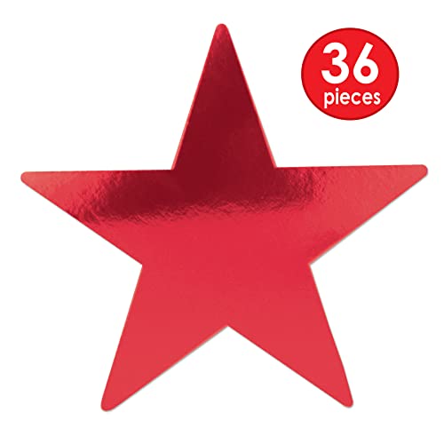 Red 36-Pack Paper Star Cutouts - 9 Inch Christmas, New Year & Party Decorations