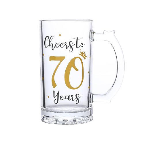 70th Birthday Beer Glass - 18 Ounce Cheers to 70 Years Anniversary Gift