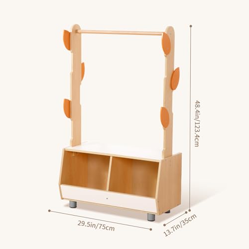 Kids Dress Up Rack Tree-Shaped Costume Organizer with Storage Compartments