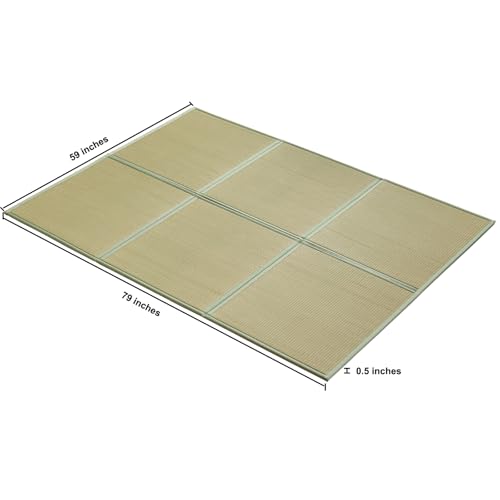 Natural Rush Grass Tatami Floor Mat, Queen Size Folding Futon Pad
