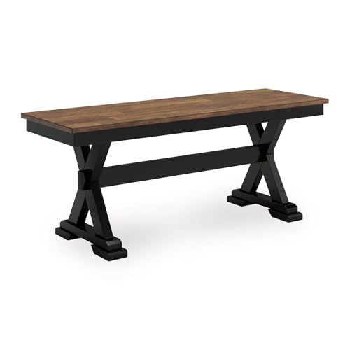 48-Inch Two-Tone Farmhouse Dining Bench, Solid Wood Frame