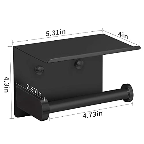 Stainless Steel Toilet Paper Holder with Phone Shelf, Wall Mounted