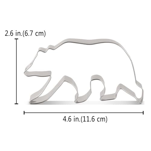 LILIAO Polar Bear Cookie Cutter, 4.6 x 2.6 inches, Food-Grade Stainless Steel