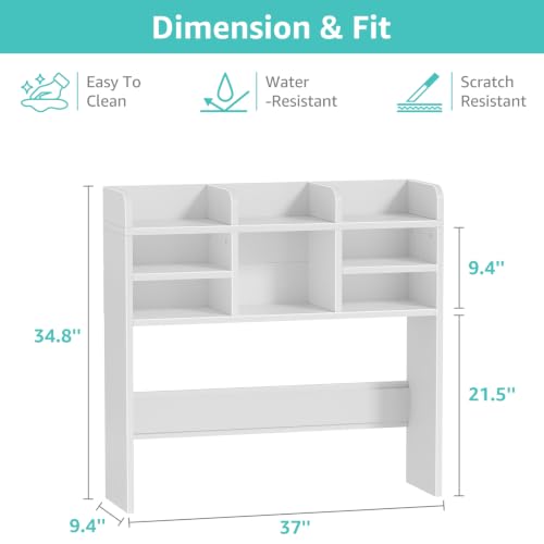 37-Inch Desk Hutch with Felt Pinboard and Cubby Storage for Dorms