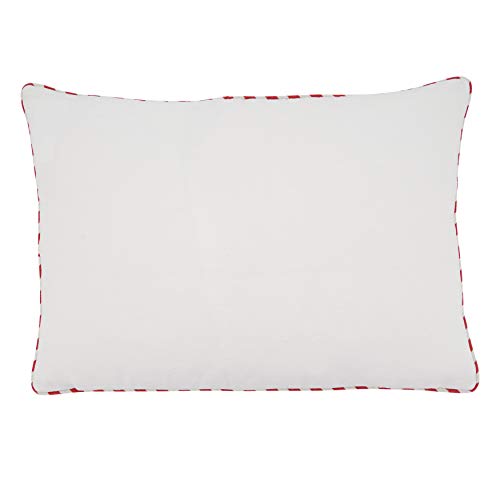 SARO LIFESTYLE Christmas Throw Pillow 14x20 White with Holiday Design, Poly Fill