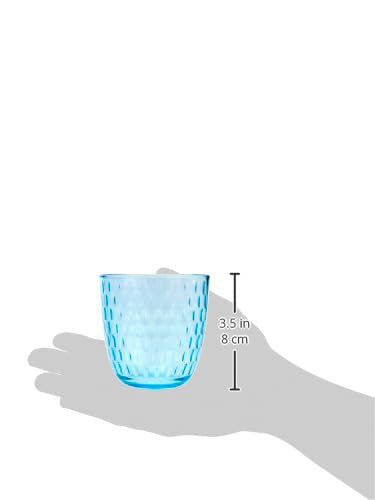 Embossed Blue Glass Shot Glasses Set, 6-Piece Low Format Drinkware