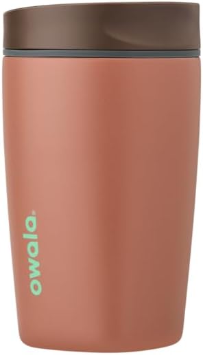 Owala SmoothSip Slider Insulated Stainless Steel Coffee Tumbler - Reusable 12 oz Hot & Iced Coffee Mug | BPA Free, Cozy Cocoa