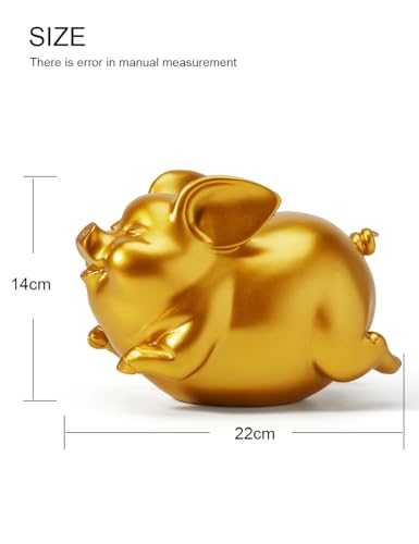 Gold Pig Coin Bank Sculpture Modern Home Decor 8.3 Inch