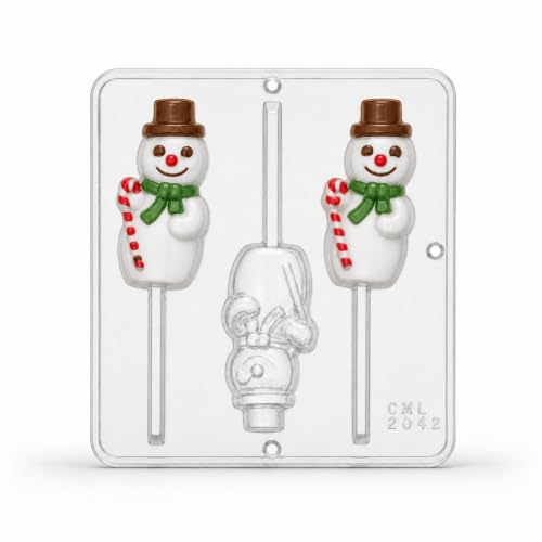 Snowman Lollipop Mold for Christmas Chocolate Candy Making - 3 Cavities