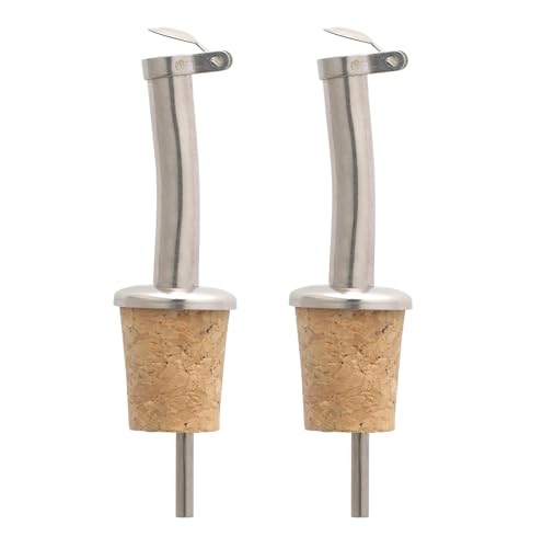 HIC Kitchen Set of 2 Fantes Stainless Steel Bottle Stopper Pourers – Perfect for Wines & Spirits