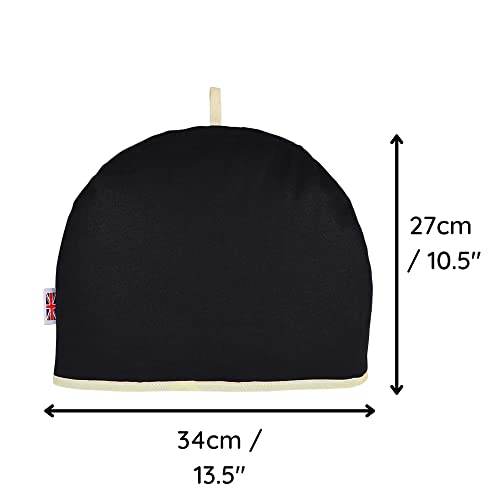 Large Insulated Tea Cozy, 100% Cotton Black Teapot Warmer Cover