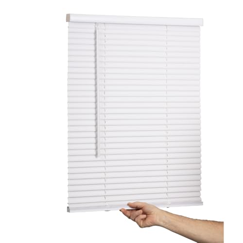 Cordless Mini Blinds 1" Vinyl Slats 35" Wide x 48" Long - White