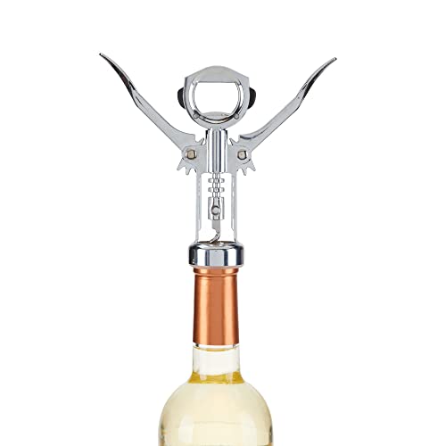 True Winged Corkscrew Wine Opener - Heavy Duty Stainless Steel & Chrome Finish