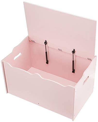 Amazon Basics Pink Wooden Toy Storage Chest with Safety Lid, 30x18x19 Inches