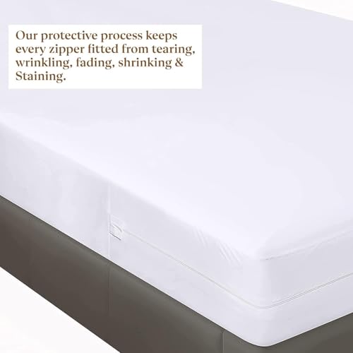 Zippered Fitted Sheet for Full Size Mattress | 6 Inch Deep Pocket | Soft Microfiber Mattress Cover