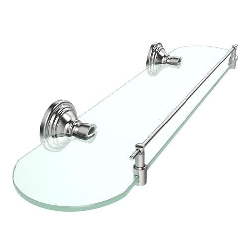 20-Inch Wall-Mounted Glass Bathroom Shelf, Brushed Nickel Floating Shelf