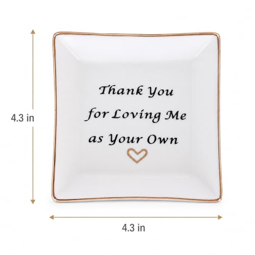 Mother in Law Stepmom Gift Ceramic Ring Dish with Heartfelt Message, Jewelry Organizer