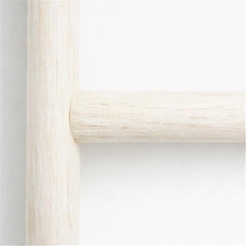 4-Tier White Wash Wood Ladder Blanket Rack, Distressed Decorative Organizer