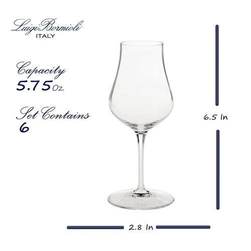 Luigi Bormioli Vinoteque Snifter Glasses Set of 6, 5.75 Oz Clear Wine Glasses for Spirits