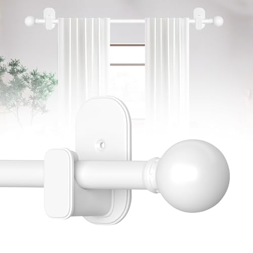 No-Drill Adjustable Curtain Rod with Adhesive Brackets - White, 36-88"