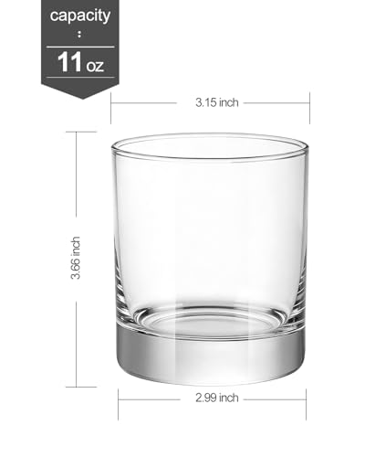 LUXU Old Fashioned Whiskey Glasses Set of 6, 11 OZ Short Tumbler for Scotch Bourbon