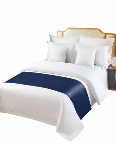 DecorLovee Navy Blue King Size Bed Runner, Modern Decorative Bed Scarf