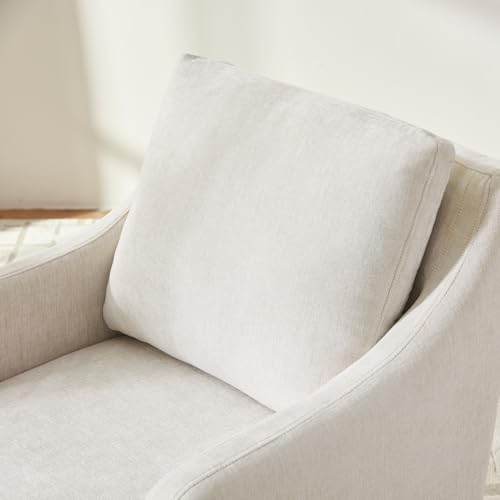 Upholstered Rolling Dining Chairs with Armrests - Set of 2, Cream