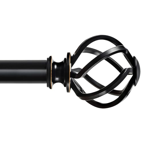 Twisted Cage Curtain Rod Finials, Black Metal Replacement Ends, 2 Pack